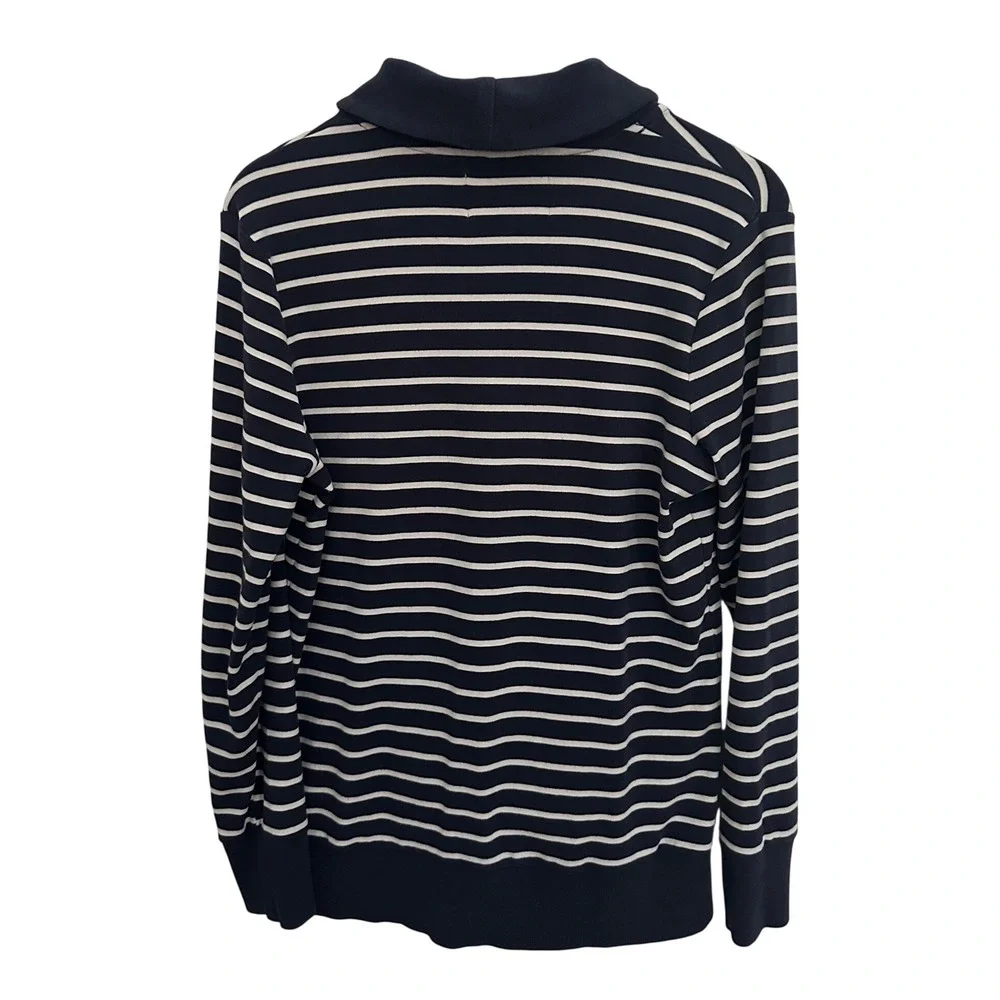 Banana Republic Shawl Collar Pullover Navy Striped L Women